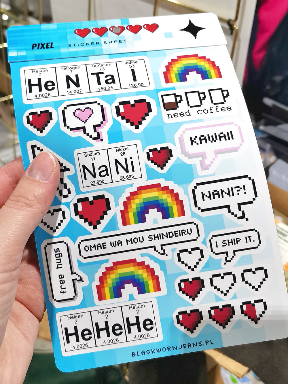 Naklejki pikselowe manga anime hentai nani tęcza pixel art