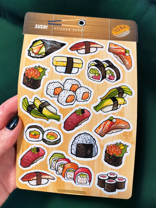 Naklejki z sushi maki nigiri California roll japońskie jedzenie